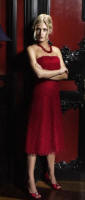Phase Eight strapless red dress.